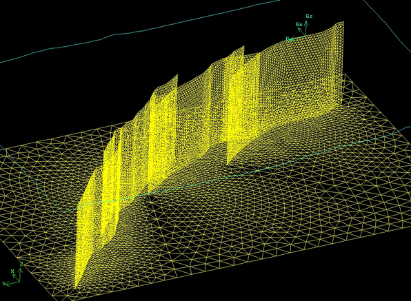 Illustration of a complex three-dimensional fault system